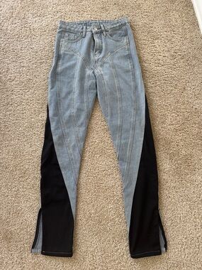 Women’s Black and Light Wash Spiral Skinny Jeans Mugler inspired S/4